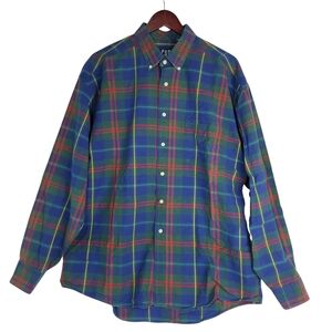 GAP Mens Vintage Y2K Shirt Plaid Long Sleeve Button Down Green Blue Red Tartan